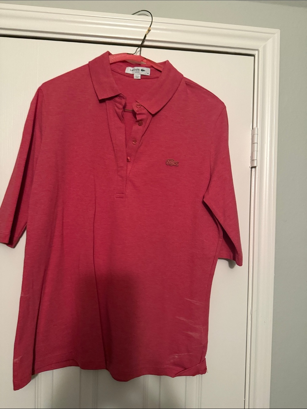 Lacoste Men's Raspberry Polo Shirt with Embroidered Croc